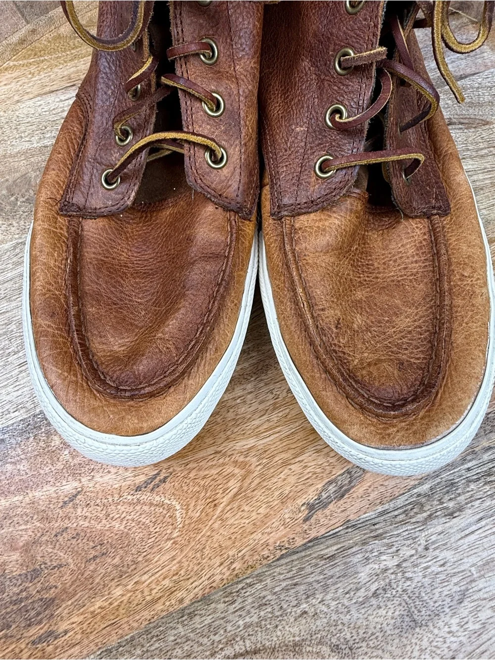 Polo Ralph Lauren Tedd Brown Leather High Top Sneakers Boots Men’s 10D